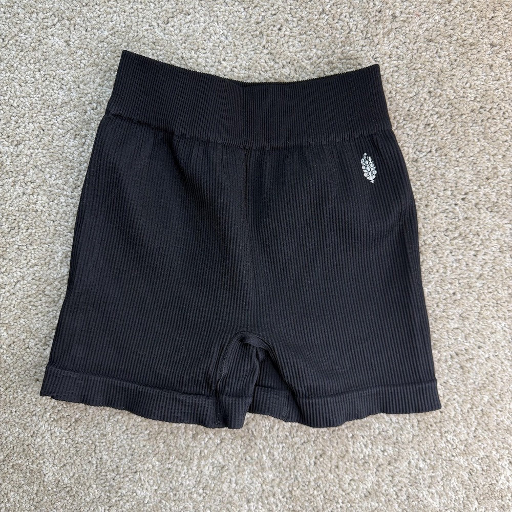FP Movement Bike Shorts Womens M/L Black Ribbed High Rise Seamless Yoga